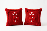 Christmas Cushion Cover Set of 2 Plush Candy Ribbon Design