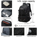 NNETM Rugged Explorer Waterproof Travel Backpack - Black