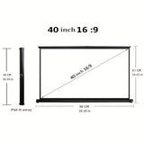 NNETM 40-Inch Portable Projector Screen – 16:9 Folding Desktop Display with Stand