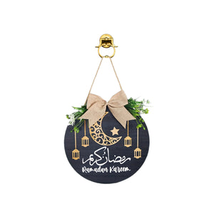NNETM Ramadan Birch Wood Door Hanger Moon Castle Design