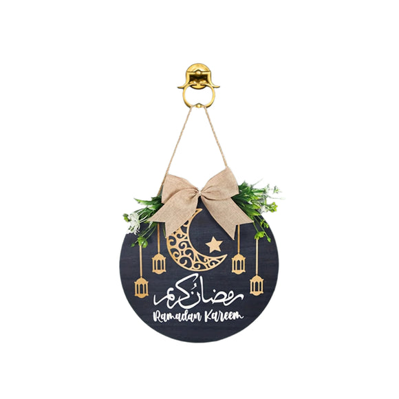 NNETM Ramadan Birch Wood Door Hanger Moon Castle Design