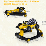 NNECW 4-in-1 Baby Walker with Adjustable Height and Speed-Yellow