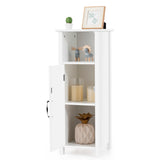 NNECW Adjustable Floor Storage Cabinet with Single Door for Bathroom-White