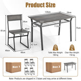 NNECW 5 Piece Industrial Dining Table Set with Storage Rack for Kitchen-Grey