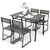 NNECW 5 Piece Industrial Dining Table Set with Storage Rack for Kitchen-Grey