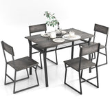 NNECW 5 Piece Industrial Dining Table Set with Storage Rack for Kitchen-Grey