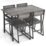 NNECW 5 Piece Industrial Dining Table Set with Storage Rack for Kitchen-Grey