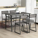 NNECW 5 Piece Industrial Dining Table Set with Storage Rack for Kitchen-Grey