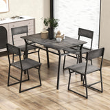 NNECW 5 Piece Industrial Dining Table Set with Storage Rack for Kitchen-Grey