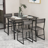 NNECW 5 Piece Industrial Dining Table Set with Storage Rack for Kitchen-Grey