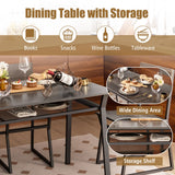NNECW 5 Piece Industrial Dining Table Set with Storage Rack for Kitchen-Grey