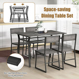 NNECW 5 Piece Industrial Dining Table Set with Storage Rack for Kitchen-Grey