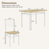 NNECW 5 Pieces Dining Table Set with Rectangular Tabletop and 4 High Backrest Chairs-Natural