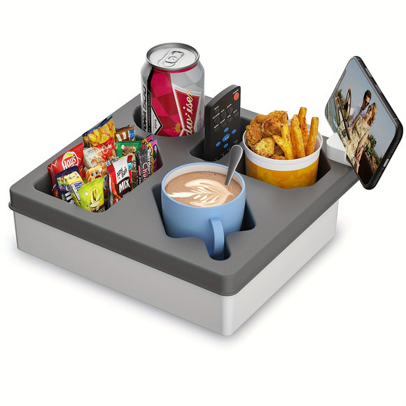 NNETM Silicone Sofa Caddy Tray with Cup & Phone Holder