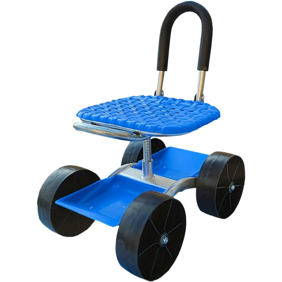 NNETM 4-Wheel Rolling Garden Chair Swivel Seat
