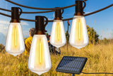 100FT Solar LED String Lights with 24 Shatterproof ST38 Bulbs  Waterproof