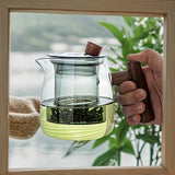 NNETM Glass Tea Kettle with Strainer & Wood Handle