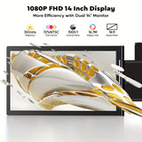 NNETM 14" Portable Laptop Screen Extender – FHD 1080P Triple Monitor Display