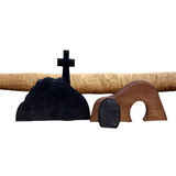 NNETM Handcrafted Wooden Cross Empty Tomb Easter Statue Set - Maple and Hickory Hardwood