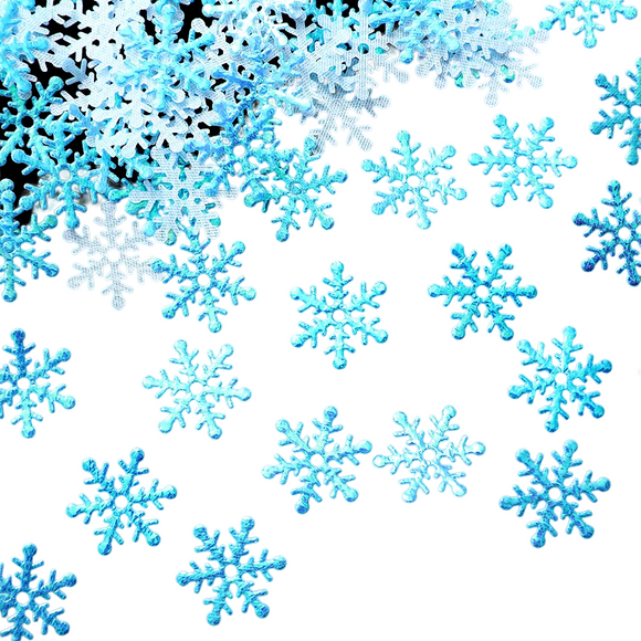 NNEOBA 600pcs Blue 2cm Christmas Snowflakes Confetti - Festive Xmas Tree Ornaments Set