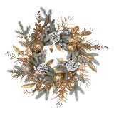 NNEOBA Christmas Wreath with Pine Cones and Golden Branches