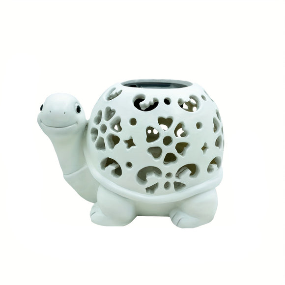 NNETM Solar Powered Turtle Light Resin Statue