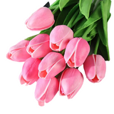 NNETM 5pcs Artificial Tulip Stems: Realistic Faux Tulip Flowers(Dark Pink (5pcs))
