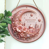 NNETM Ramadan Kareem Pink 2D Wreath Wall Sign