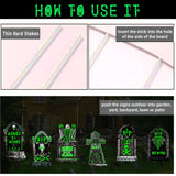 NNETM Halloween Glow Yard Signs Tombstone Set