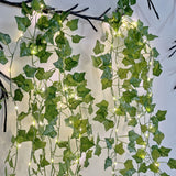 5M Artificial Leaf LED String Lights – 50 LED Warm White Battery-Powered Garland