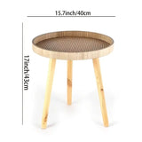 NNETM Vintage Small Round Side Table with Wood Legs