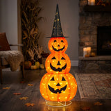 5Ft Orange 3-Layer Retractable Fabric Pumpkin – Halloween Standing Decoration