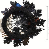 NNETM Eerie Illuminations: Skull Wreath with Spider Web and LEDs