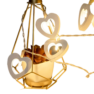 NNETM Romantic LED Heart-Shaped Wooden String Lights - 10 Lights, 4.9ft, Battery-Power(Warm White)ed