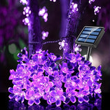 Solar Purple Cherry Blossom String Lights, 8 Function, Courtyard Balcony Outdoor Camping Decoration Light String, Holiday LED Atmosphere Light, 1 String Of 6.5 Meters 30 Lights