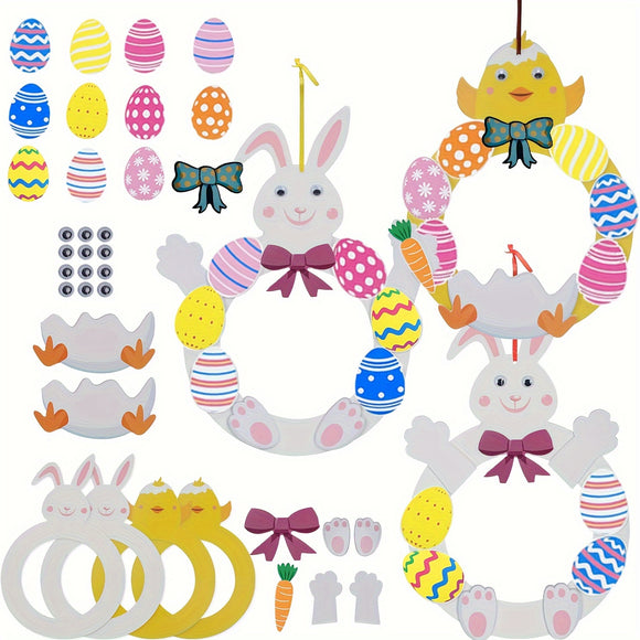 NNETM Easter Bunny & Chick Wreath Making Kit EVA Craft Set