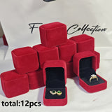 12-Piece Velvet Ring Gift Box Set – Elegant Jewelry Display & Storage Boxes