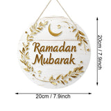 NNETM Ramadan Mubarak Wooden Hanging Plaque with Crescent Moon