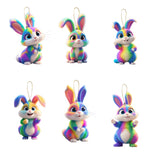 NNETM 6pcs Colorful Easter Rabbit Acrylic Ornaments