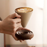 Vintage Ceramic Coffee Cup with Handle and Spiral Base