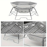 NNETM Foldable Stainless Steel Camping Charcoal Grill