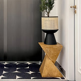 NNETM Concrete Side Table Faux Marble Pedestal Stand