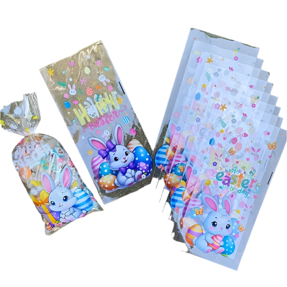 NNETM Easter Bunny & Egg Plastic Gift Bags (50pcs)