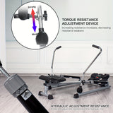 NNETM Foldable Rowing Machine with LCD Monitor - Fitness Trainer(Grey)