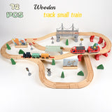 NNETM 72pcs Wooden Train Set with Electric Train Toy
