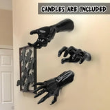 NNETM 3-Pack Devil Hand Candle Holders with LED Tealights - Wall Decor