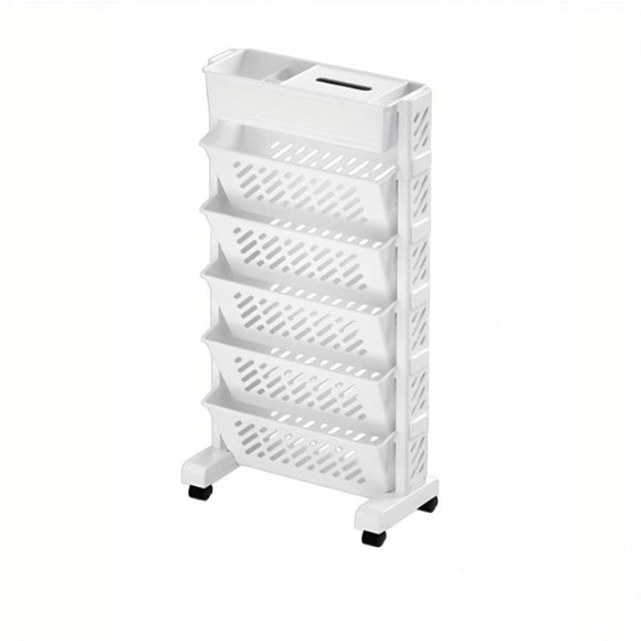 NNETM Bookshelf with Wheels and Storage Cart (6-Tier)