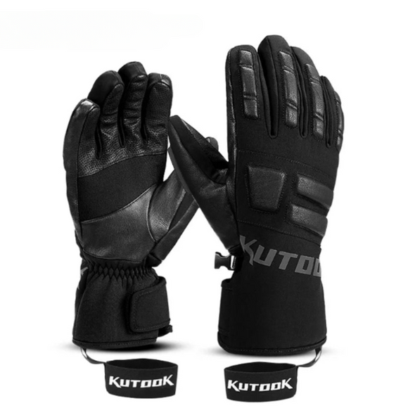 NNEOBA Ski Gloves - Goatskin Leather Winter Snow Gloves