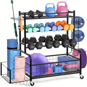 NNETM Double-Layer Iron Storage Rack for Sports Equipment