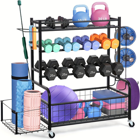 NNETM Double-Layer Iron Storage Rack for Sports Equipment